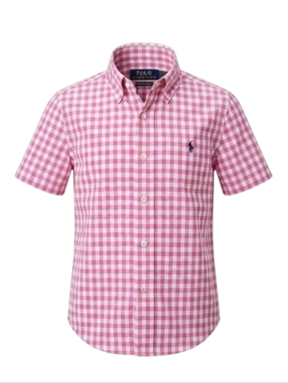 Polo Ralph Lauren Pink Gingham Checkered Short Button Down Shirt Kids Boys 4 4T